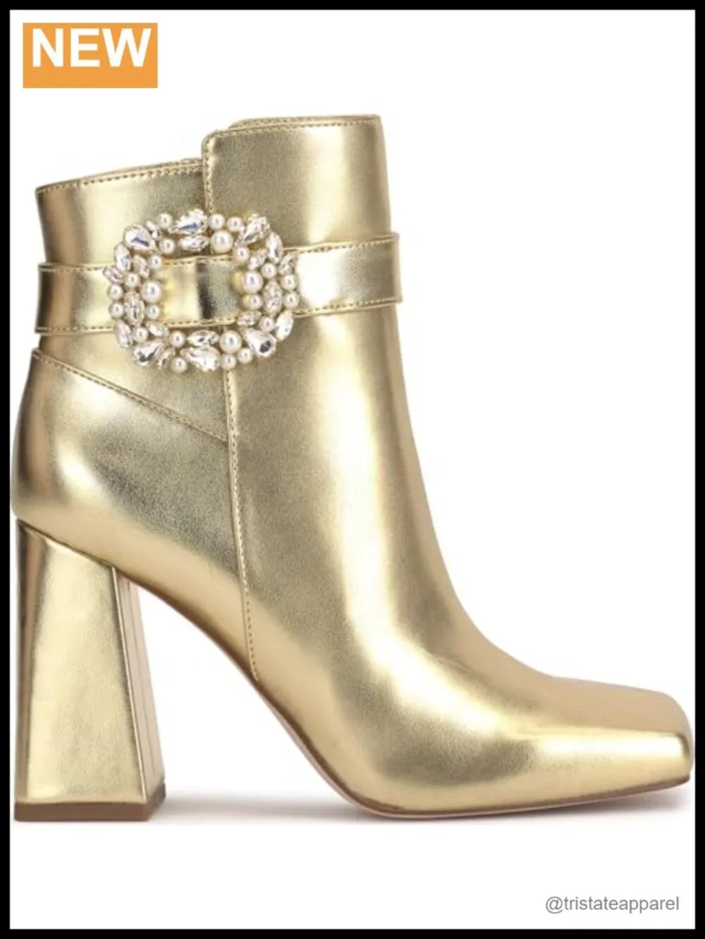 Faux Leather Ankle Booties Block Heel Zip Closure Round Toe